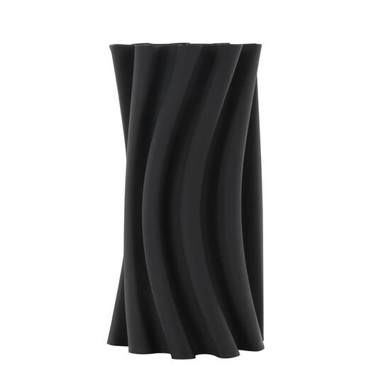 Black Abstract Curvy Ribbed Ceramic Vase